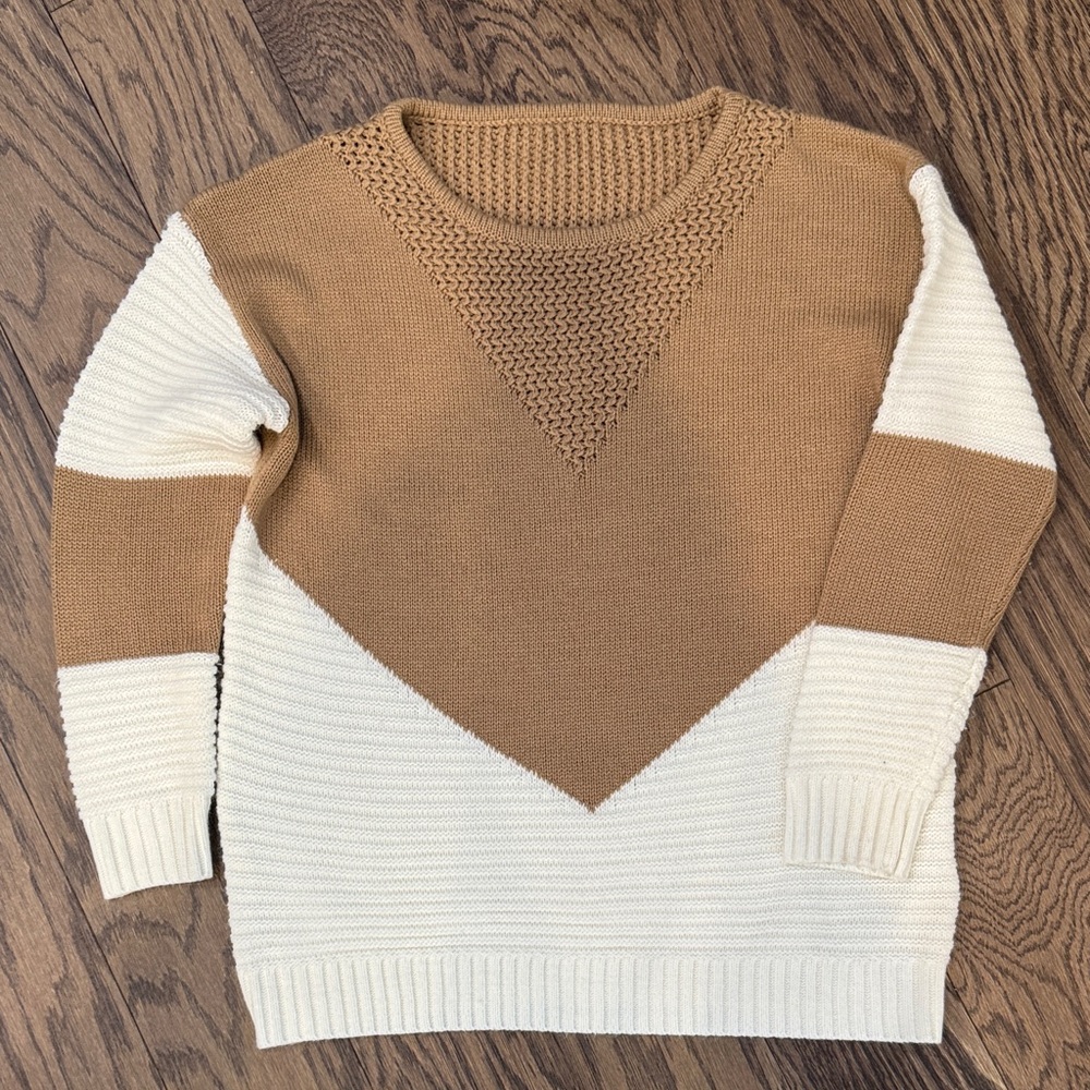 Tan and Cream Knit Sweater
